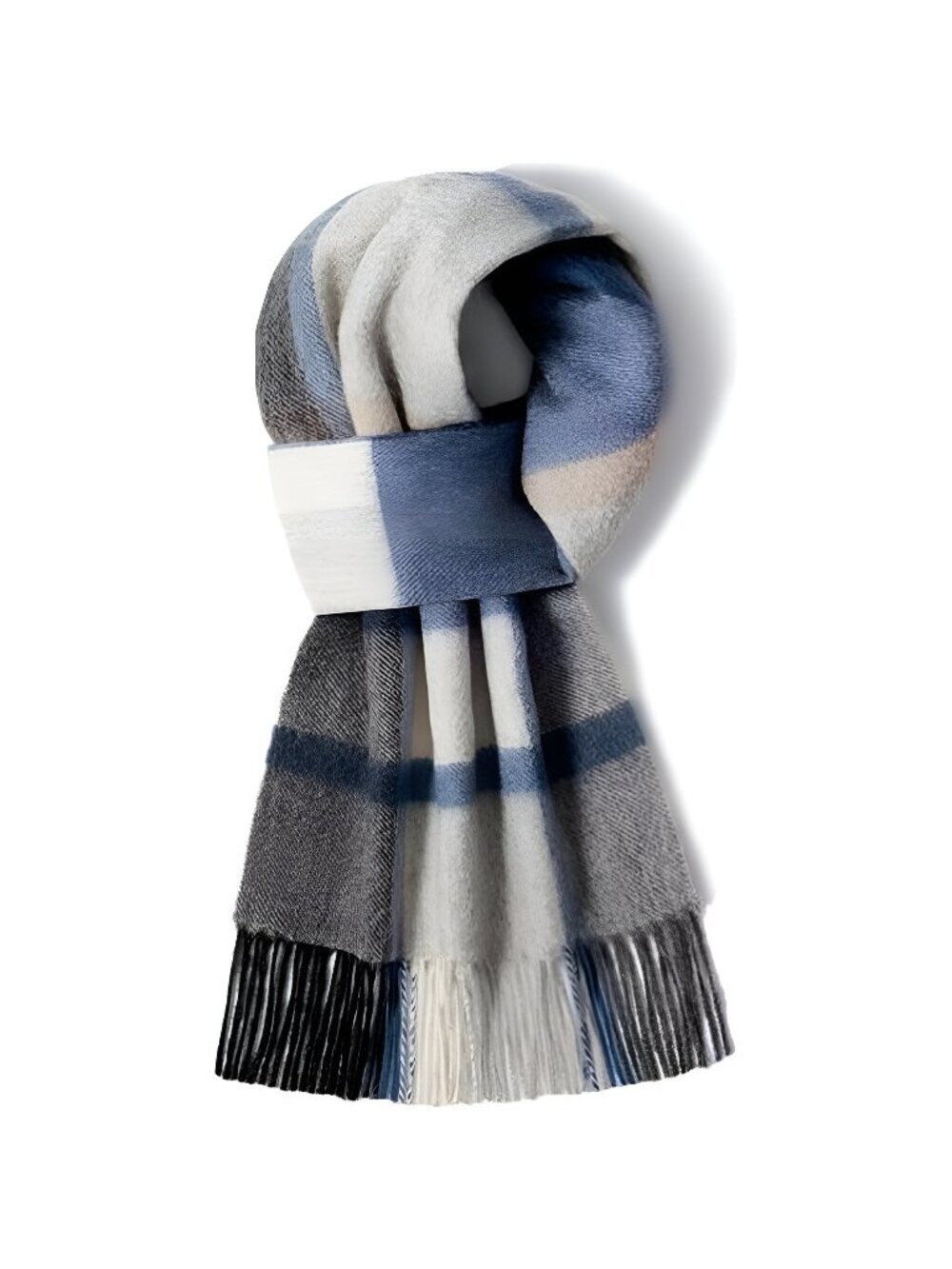 Wool Scarf Soft Warm Thick Plaid Winter Scarf